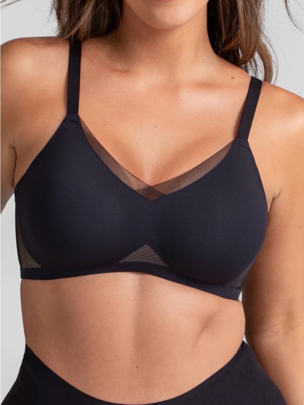 Honeylove Crossover Bra Black Sand Wireless Mesh Support LWBR0302 Womens 2X